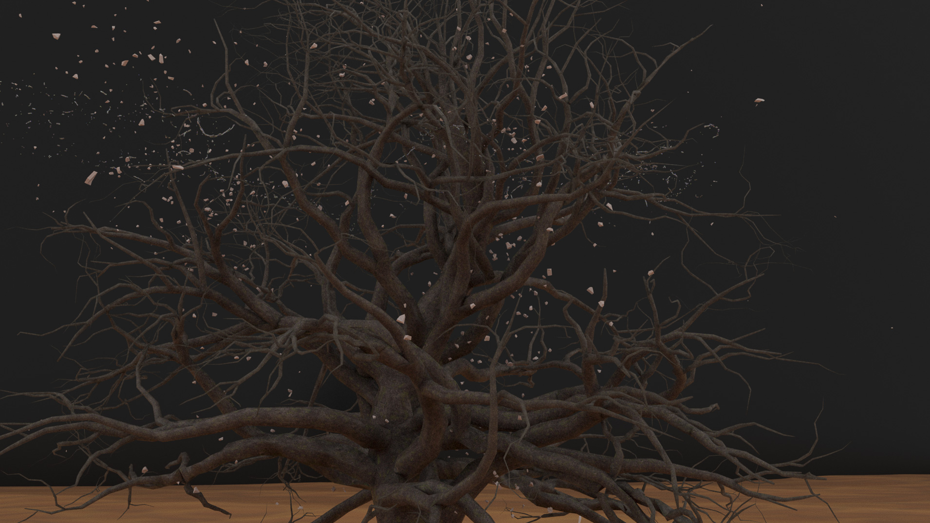 Still from a digital animation showing a tree 